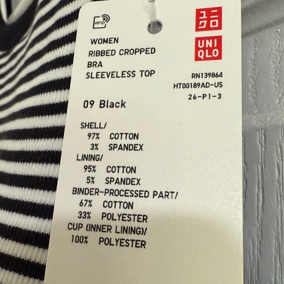 Uniqlo Women Ribbed Cropped Bra Sleeveless Top - Picture 2 of 2